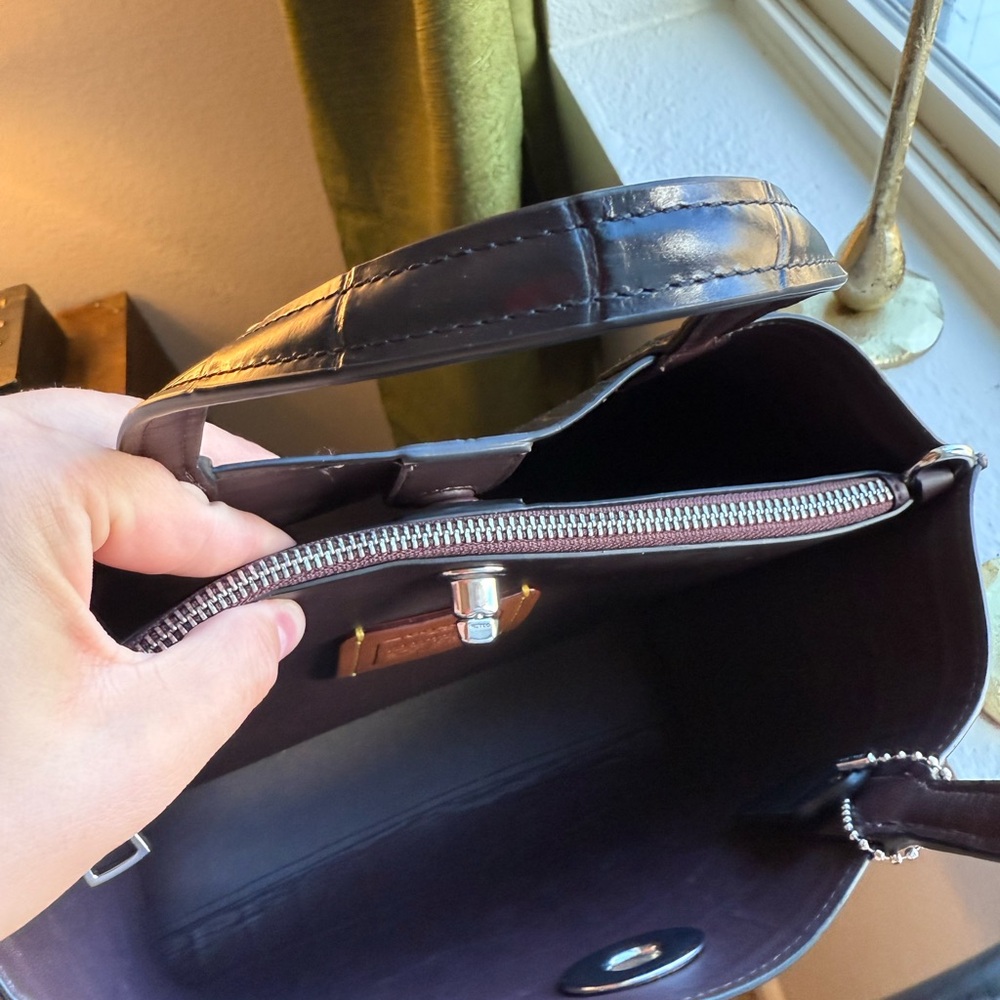 Coach Black Croc-Embossed Mini Bag - Picture 4 of 6